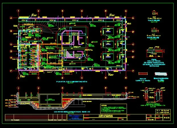 Plano de layout de una planta de producción industrial